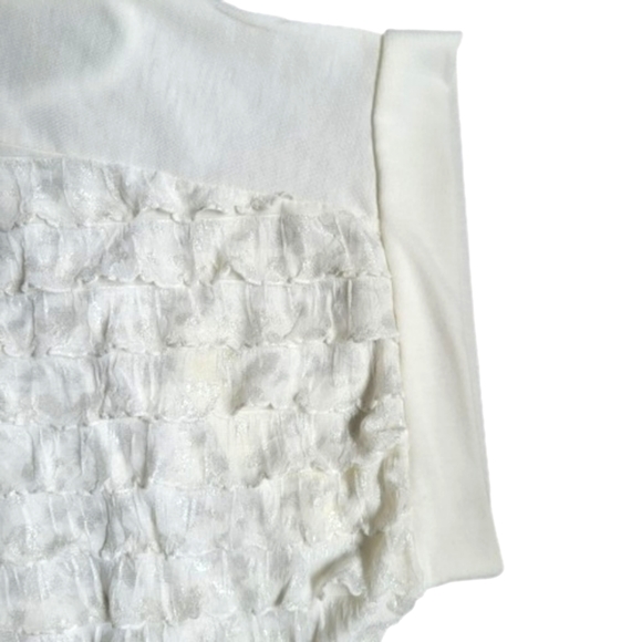 Double Take Ivory Off White Top Layered Front Short Sleeve Relaxed Fit Size M - Picture 8 of 11